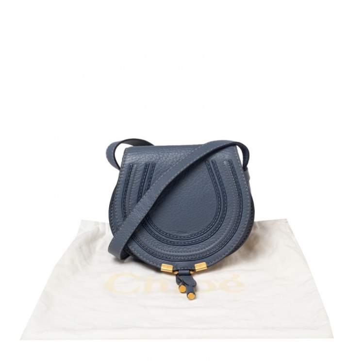 Pre Owned Chloe Stone Blue Leather Mini Marcie Crossbody Bag