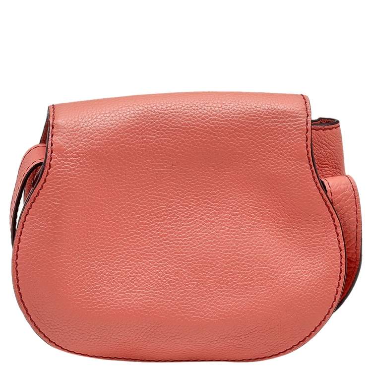 Pre Owned Chloe Peach Leather Mini Marcie Shoulder Bag