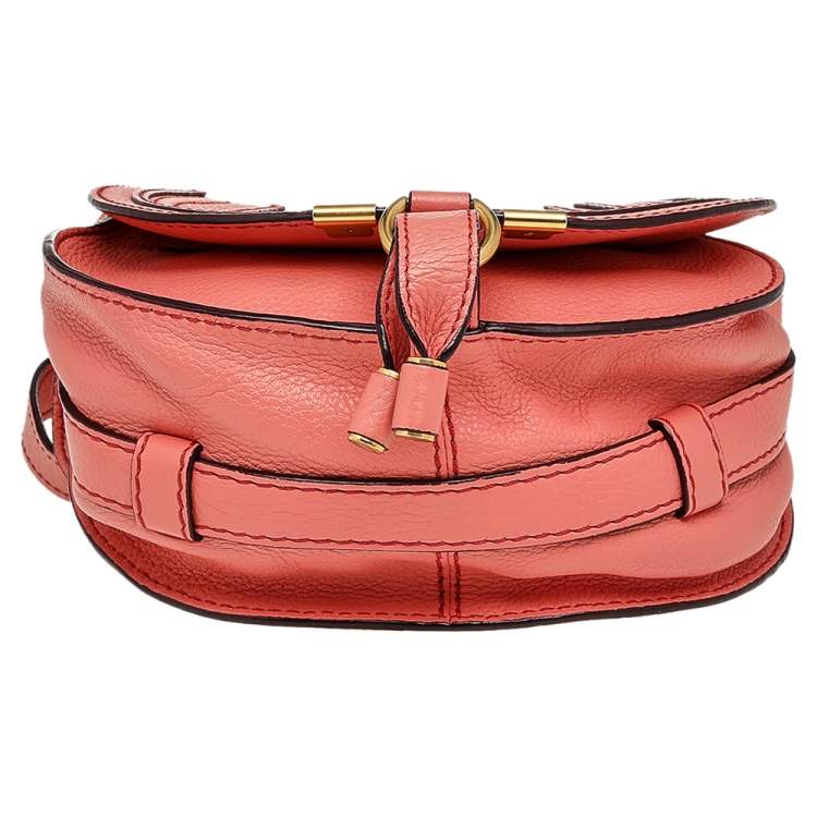 Pre Owned Chloe Peach Leather Mini Marcie Shoulder Bag