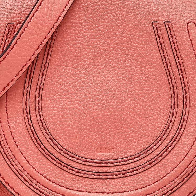 Pre Owned Chloe Peach Leather Mini Marcie Shoulder Bag