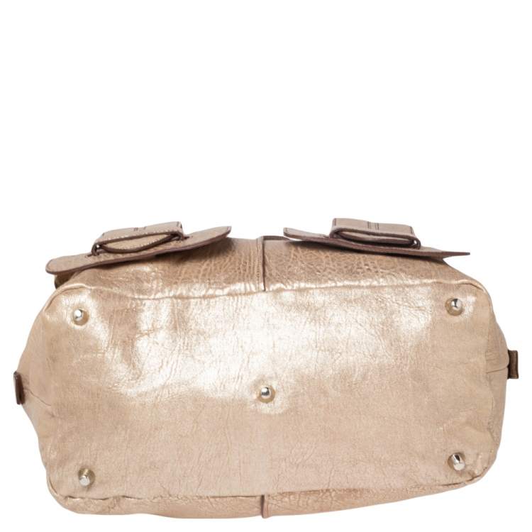 مملوكة مسبقًا Chloe Gold Leather Saskia Satchel 