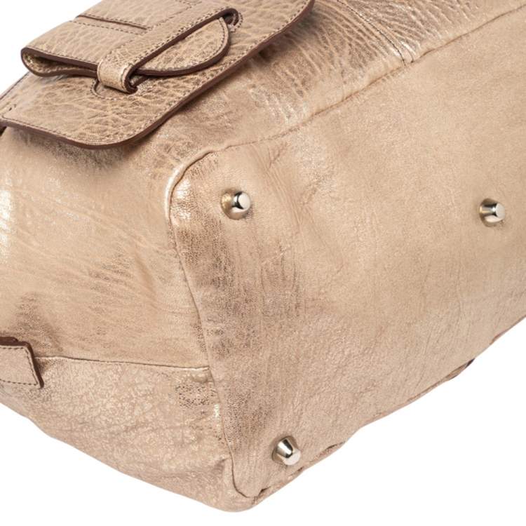 مملوكة مسبقًا Chloe Gold Leather Saskia Satchel 