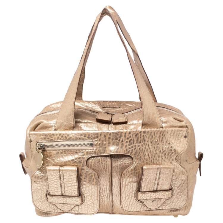 مملوكة مسبقًا Chloe Gold Leather Saskia Satchel 