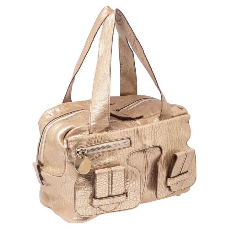 مملوكة مسبقًا Chloe Gold Leather Saskia Satchel 