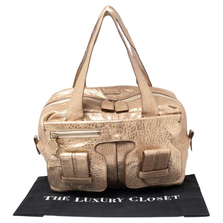 مملوكة مسبقًا Chloe Gold Leather Saskia Satchel 