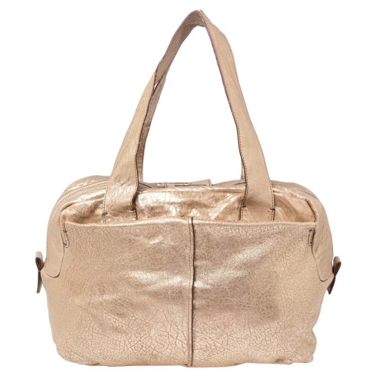 مملوكة مسبقًا Chloe Gold Leather Saskia Satchel 