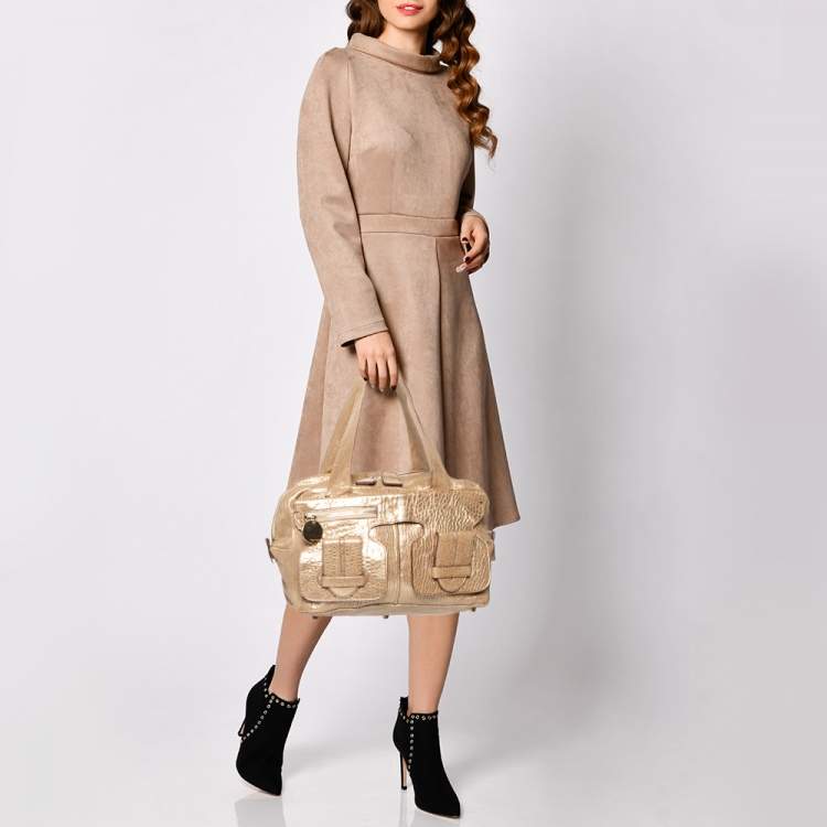 مملوكة مسبقًا Chloe Gold Leather Saskia Satchel 