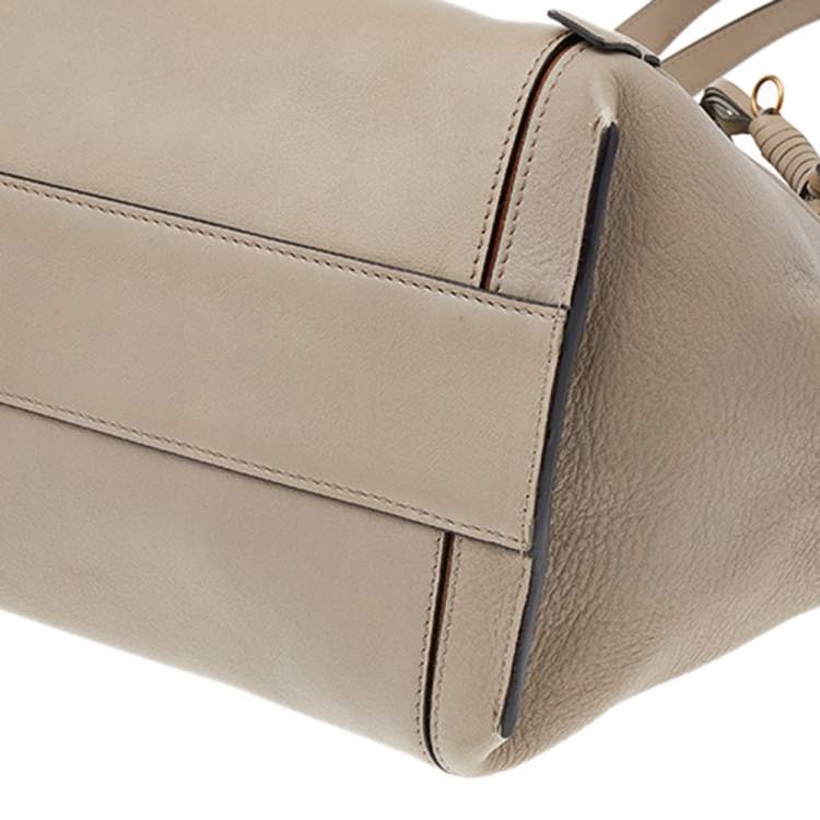Pre Owned Chloe Grey/Brown Leather And Suede Medium Milo Tote