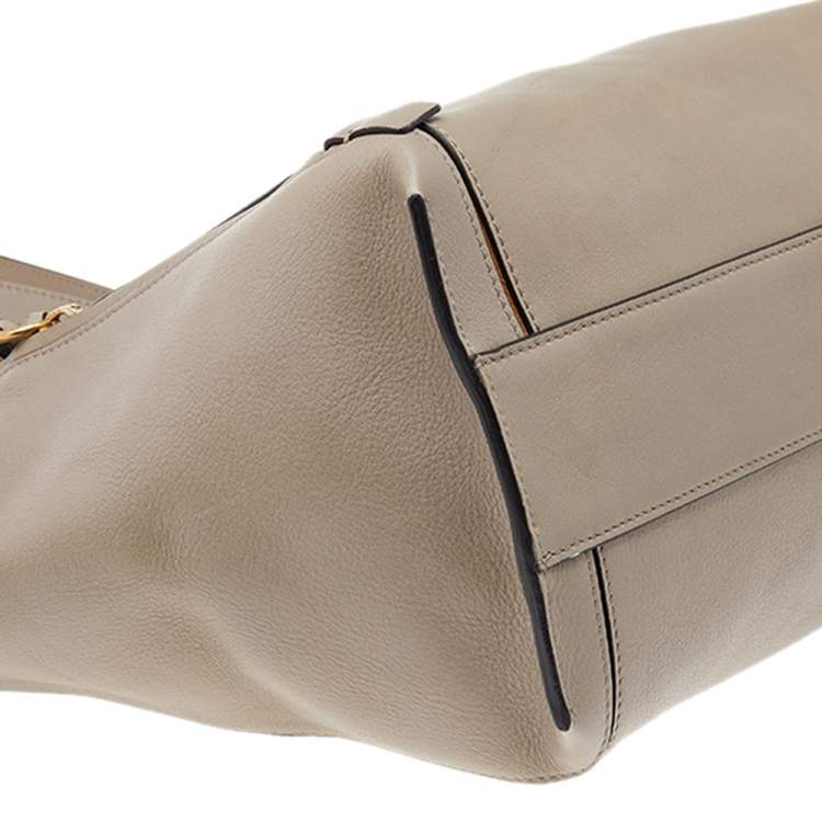 Pre Owned Chloe Grey/Brown Leather And Suede Medium Milo Tote