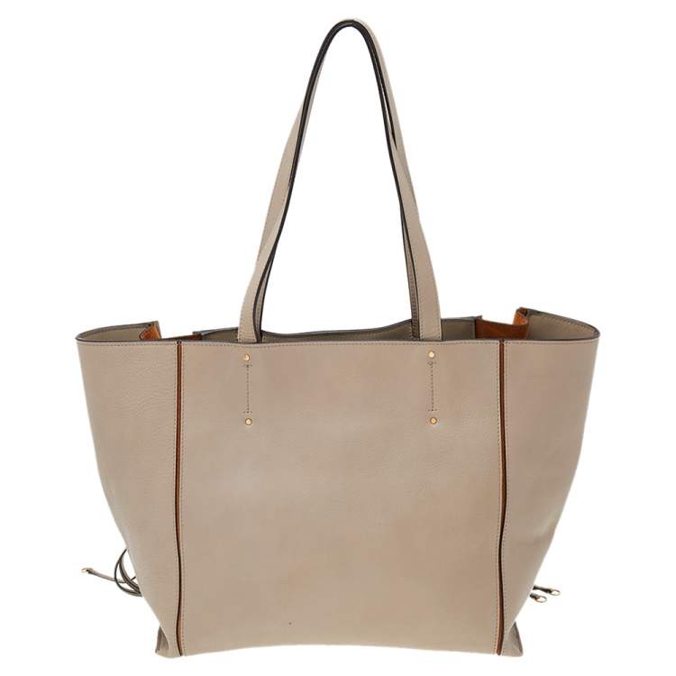 Pre Owned Chloe Grey/Brown Leather And Suede Medium Milo Tote