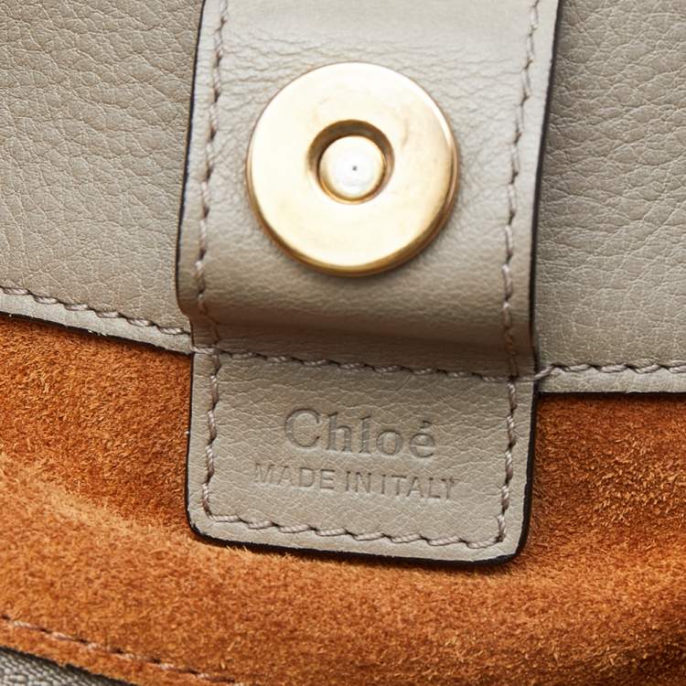 Pre Owned Chloe Grey/Brown Leather And Suede Medium Milo Tote