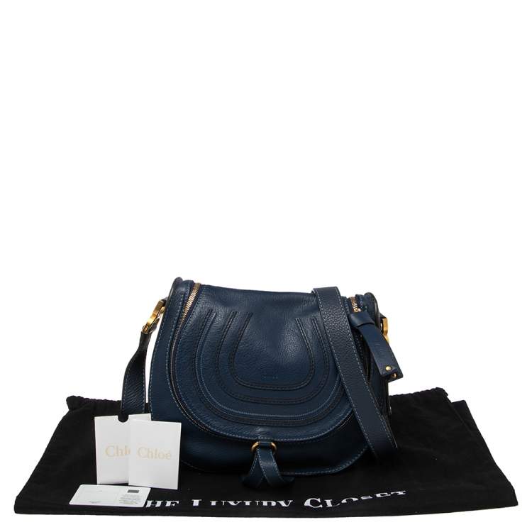 Pre Owned Chloe Blue Leather Medium Marcie Crossbody Bag
