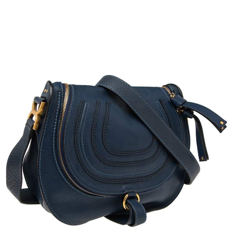Pre Owned Chloe Blue Leather Medium Marcie Crossbody Bag