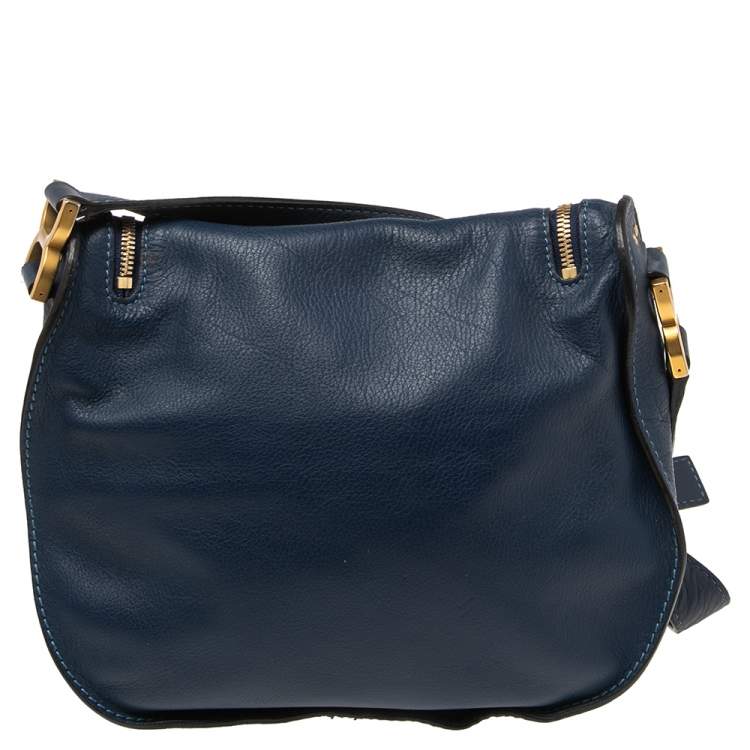 Pre Owned Chloe Blue Leather Medium Marcie Crossbody Bag