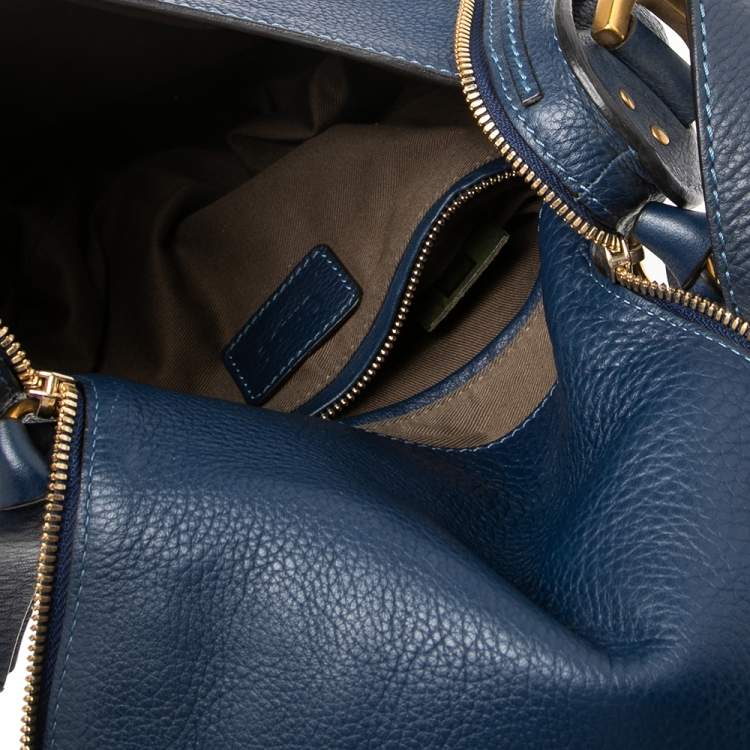 Pre Owned Chloe Blue Leather Medium Marcie Crossbody Bag