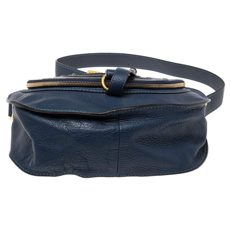 Pre Owned Chloe Blue Leather Medium Marcie Crossbody Bag