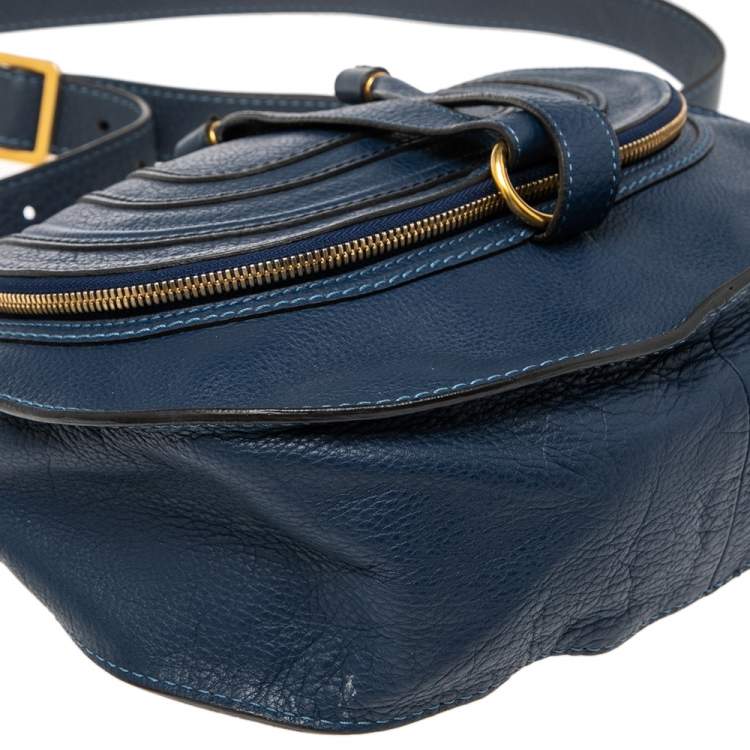 Pre Owned Chloe Blue Leather Medium Marcie Crossbody Bag