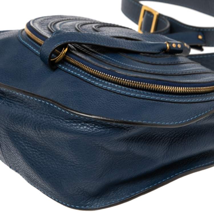 Pre Owned Chloe Blue Leather Medium Marcie Crossbody Bag