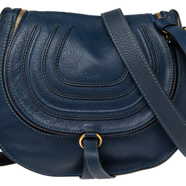 Pre Owned Chloe Blue Leather Medium Marcie Crossbody Bag