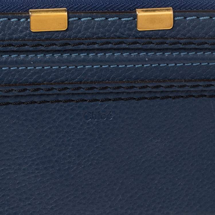 Pre Owned Chloe Blue Leather Marcie Zip Long Wallet