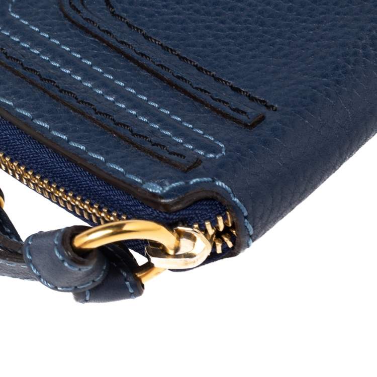 Pre Owned Chloe Blue Leather Marcie Zip Long Wallet