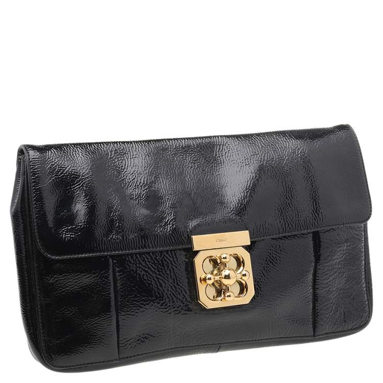 Pre Owned Chloe Black Patent Leather Elsie Clutch