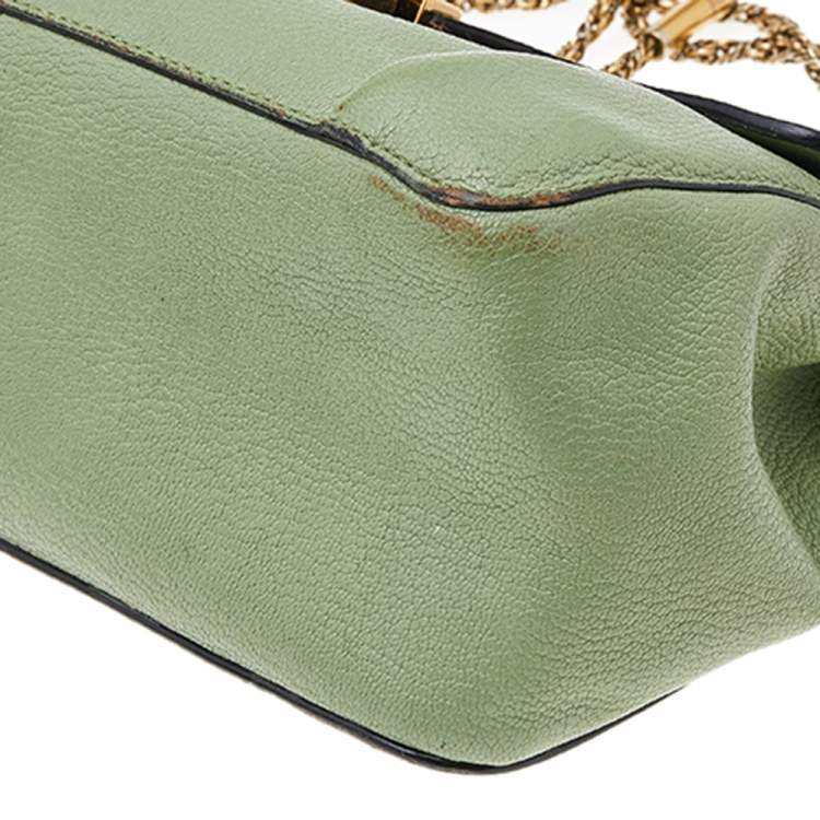 Pre Owned Chloe Green Leather Medium Elsie Shoulder Bag