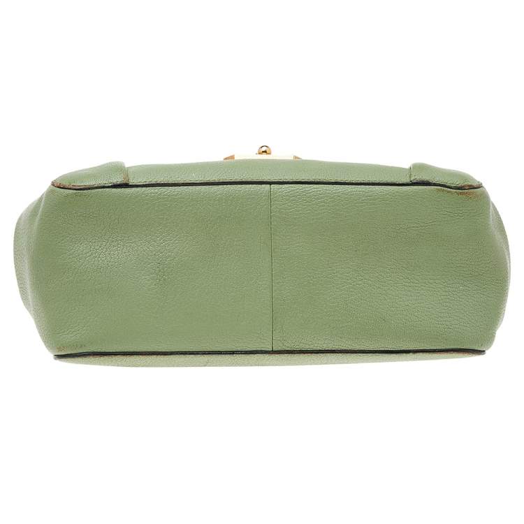 Pre Owned Chloe Green Leather Medium Elsie Shoulder Bag