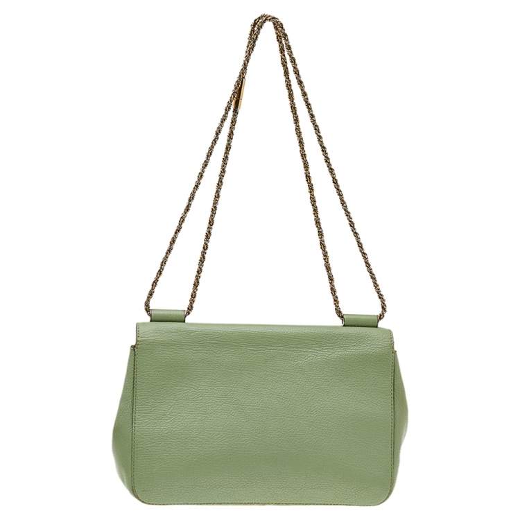 Pre Owned Chloe Green Leather Medium Elsie Shoulder Bag
