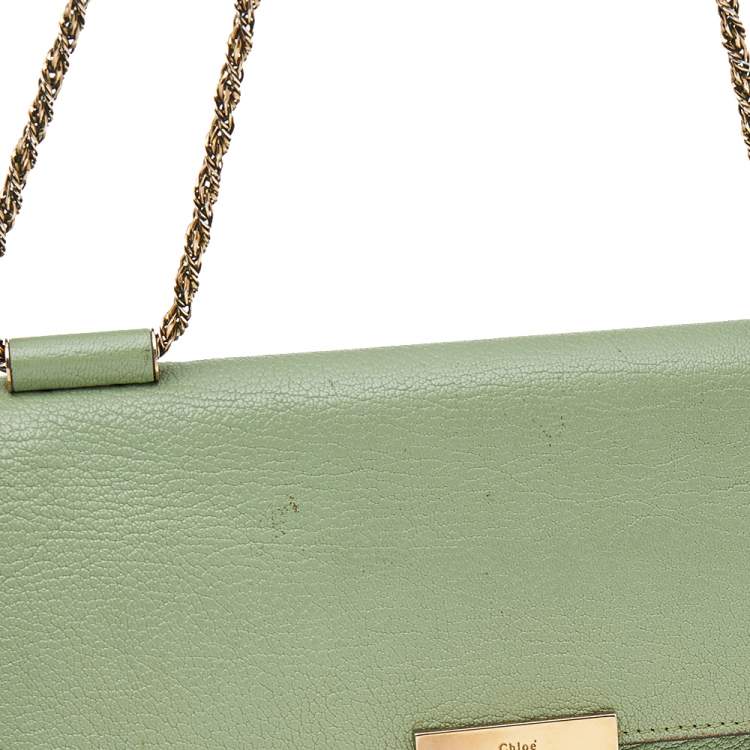 Pre Owned Chloe Green Leather Medium Elsie Shoulder Bag
