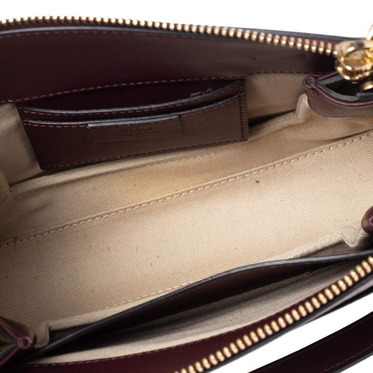 Pre Owned Chloe Burgundy-Green Leather And Suede Roy Crossbody Bag