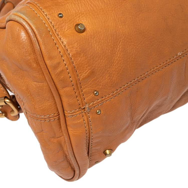 Pre Owned Chloe Orange Leather Medium Paddington Satchel