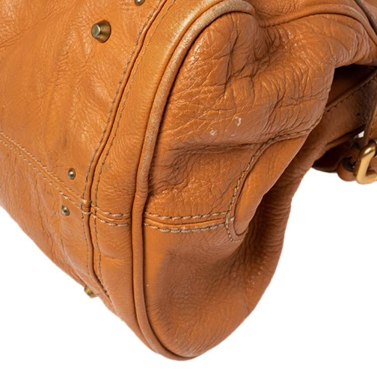 Pre Owned Chloe Orange Leather Medium Paddington Satchel