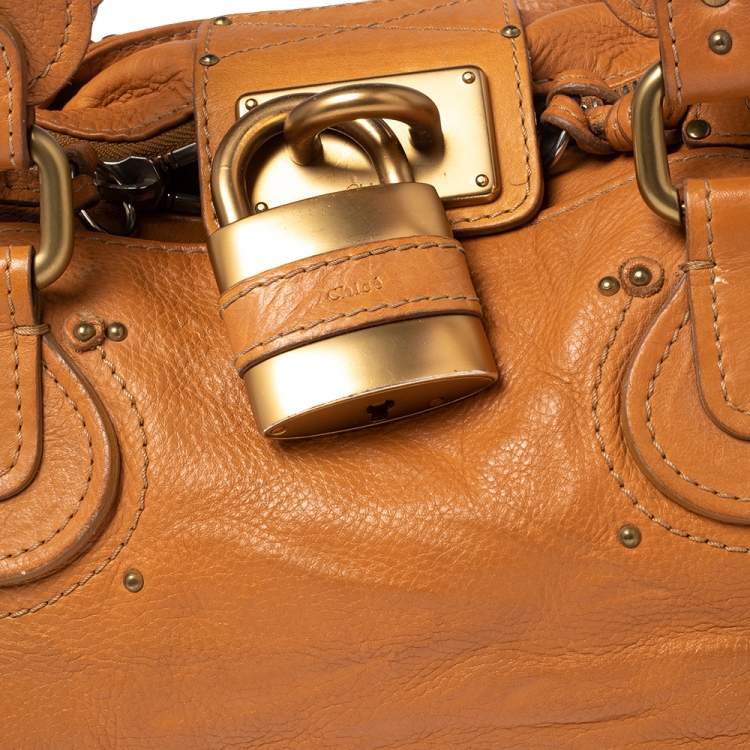 Pre Owned Chloe Orange Leather Medium Paddington Satchel