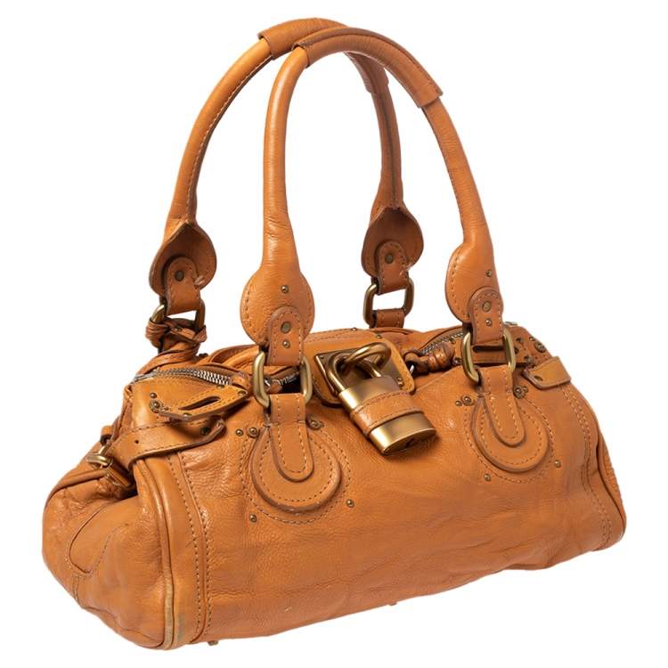 Pre Owned Chloe Orange Leather Medium Paddington Satchel