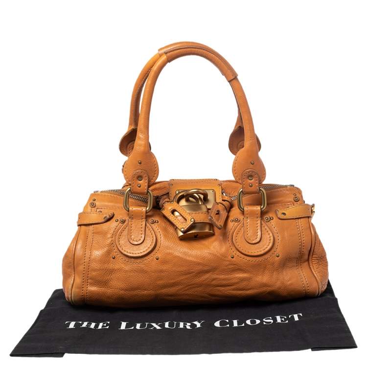 Pre Owned Chloe Orange Leather Medium Paddington Satchel