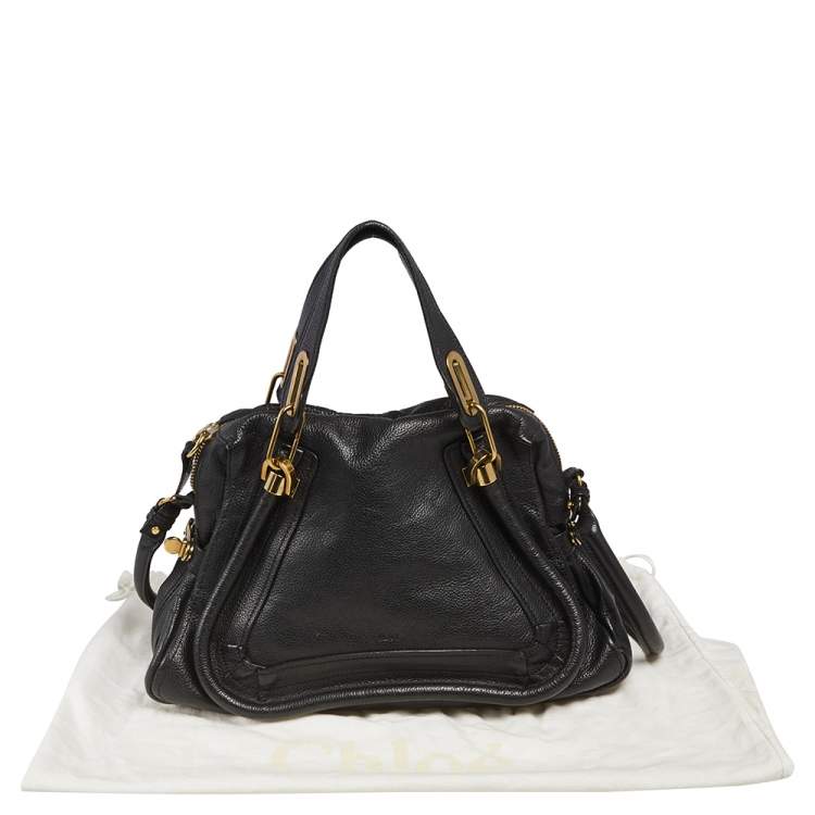 Pre Owned Chloe Black Leather Medium Paraty Shoulder Bag