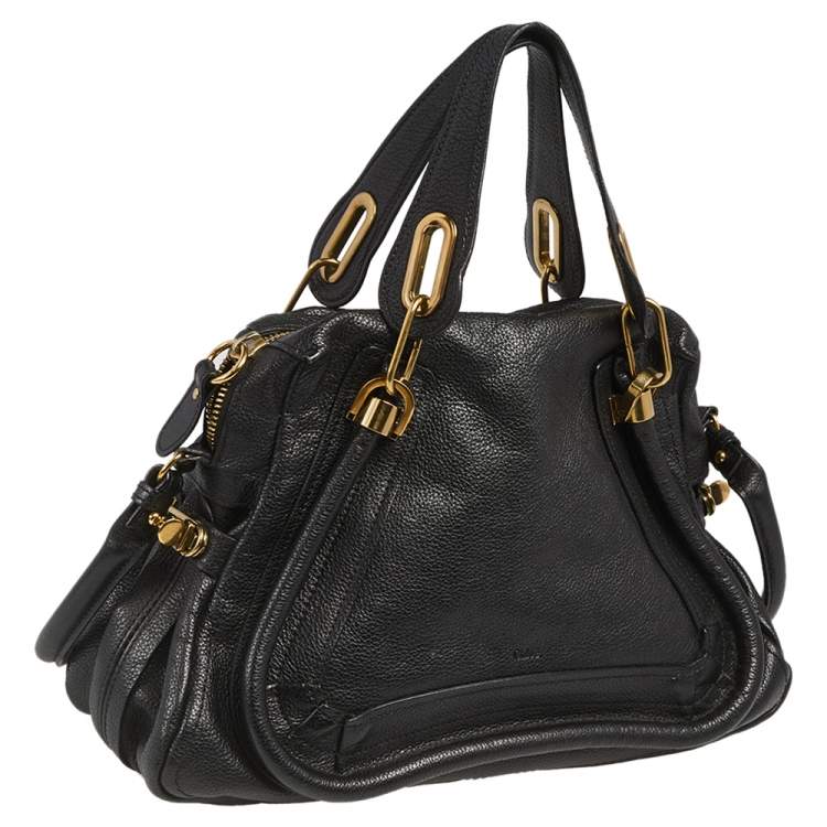 Pre Owned Chloe Black Leather Medium Paraty Shoulder Bag