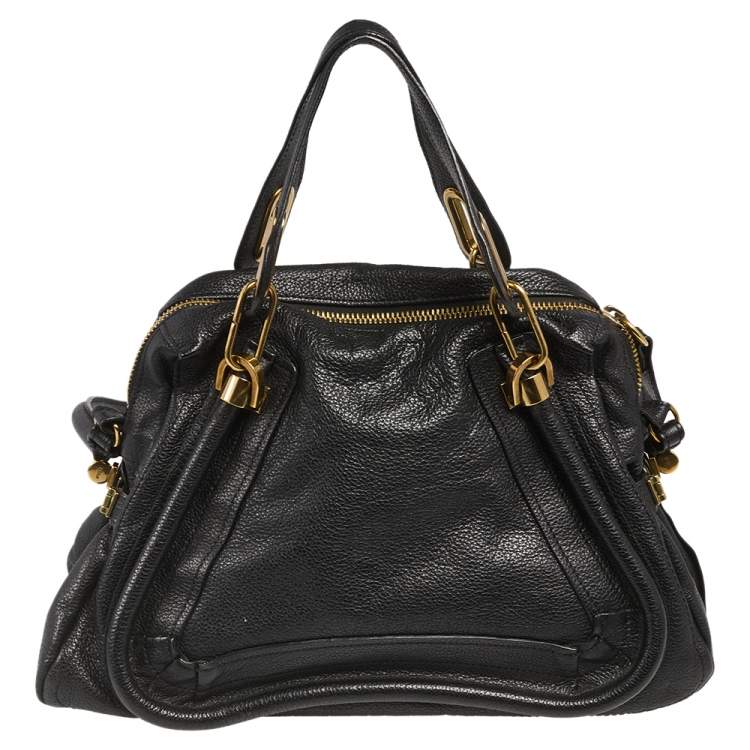 Pre Owned Chloe Black Leather Medium Paraty Shoulder Bag