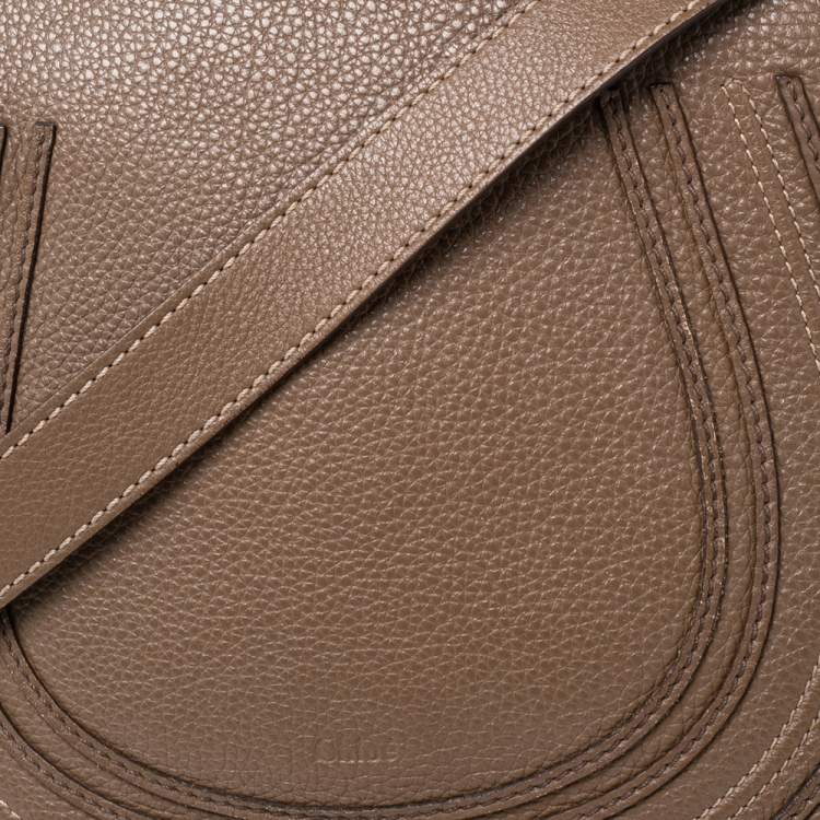 Pre Owned Chloe Khaki Beige Leather Medium Marcie Shoulder Bag