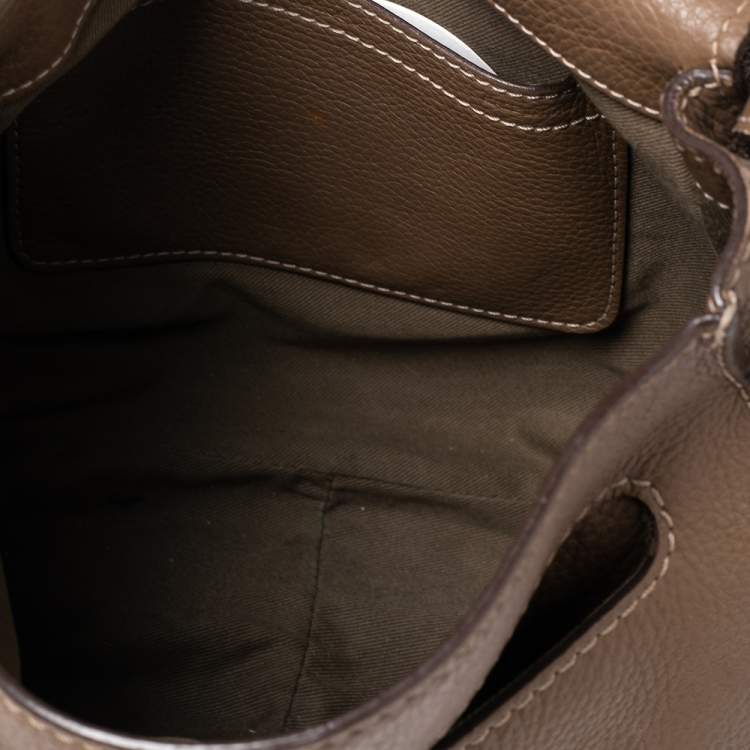 Pre Owned Chloe Khaki Beige Leather Medium Marcie Shoulder Bag