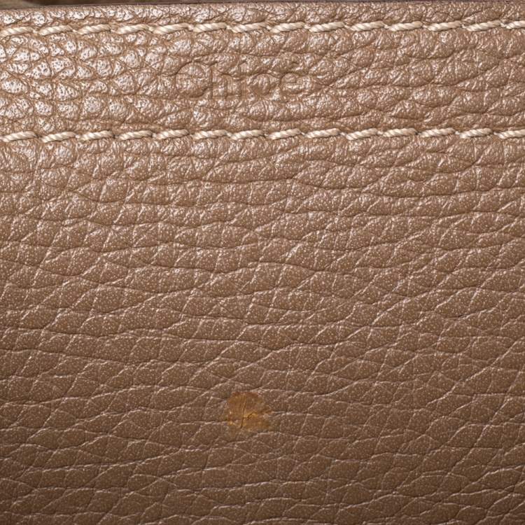 Pre Owned Chloe Khaki Beige Leather Medium Marcie Shoulder Bag