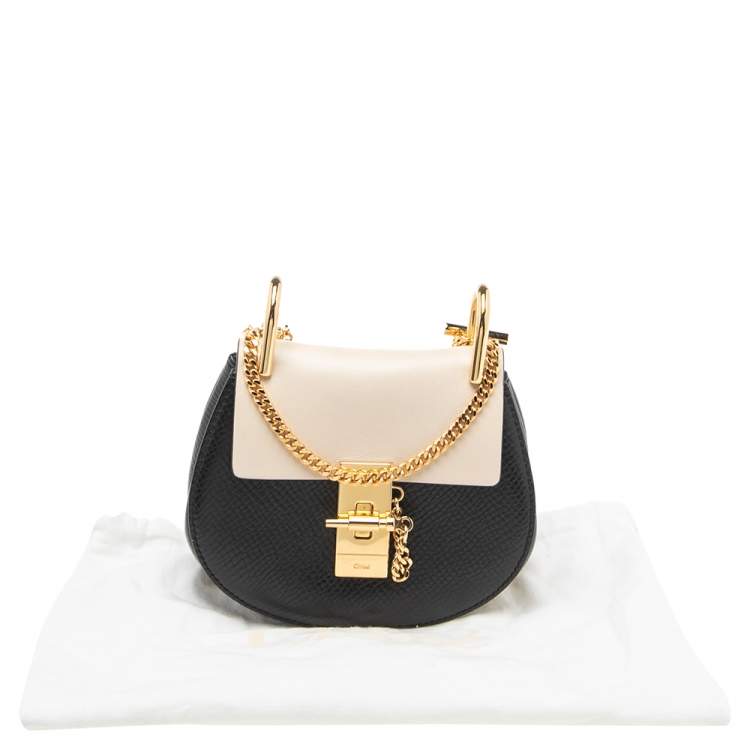 Pre Owned Chloe Black/Vanilla Leather Nano Drew Shoulder Bag
