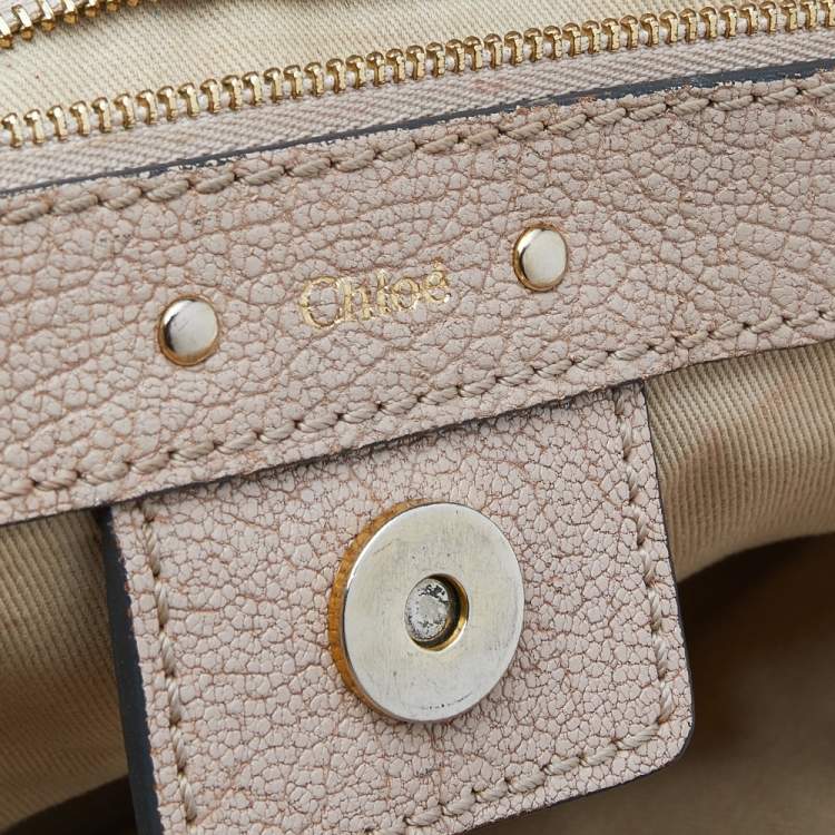 Pre Owned Chloe Pink Textured Leather Satchel