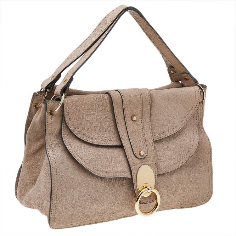 Pre Owned Chloe Pink Textured Leather Satchel