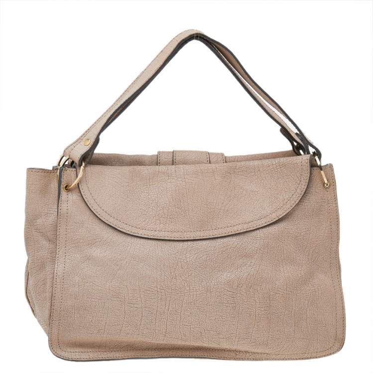 Pre Owned Chloe Pink Textured Leather Satchel
