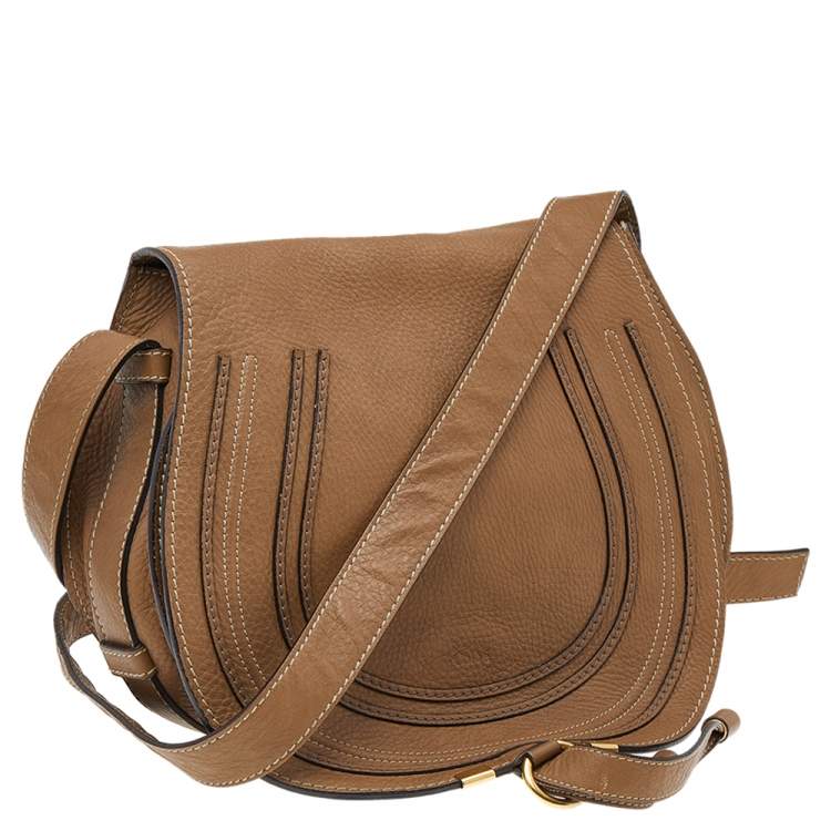 Pre Owned Chloe Brown Leather Medium Marcie Crossbody Bag