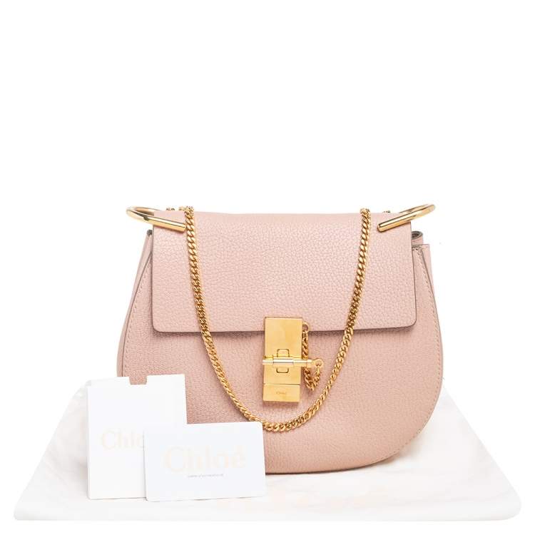 Pre Owned Chloe Cement Pink Leather Medium Drew Shoulder Bag