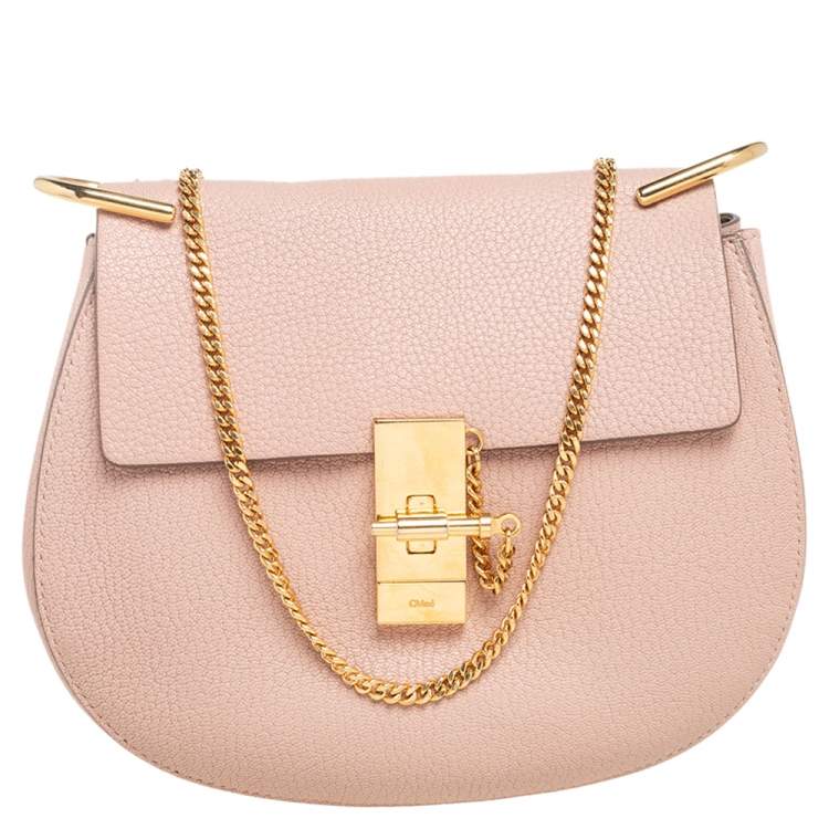 Pre Owned Chloe Cement Pink Leather Medium Drew Shoulder Bag
