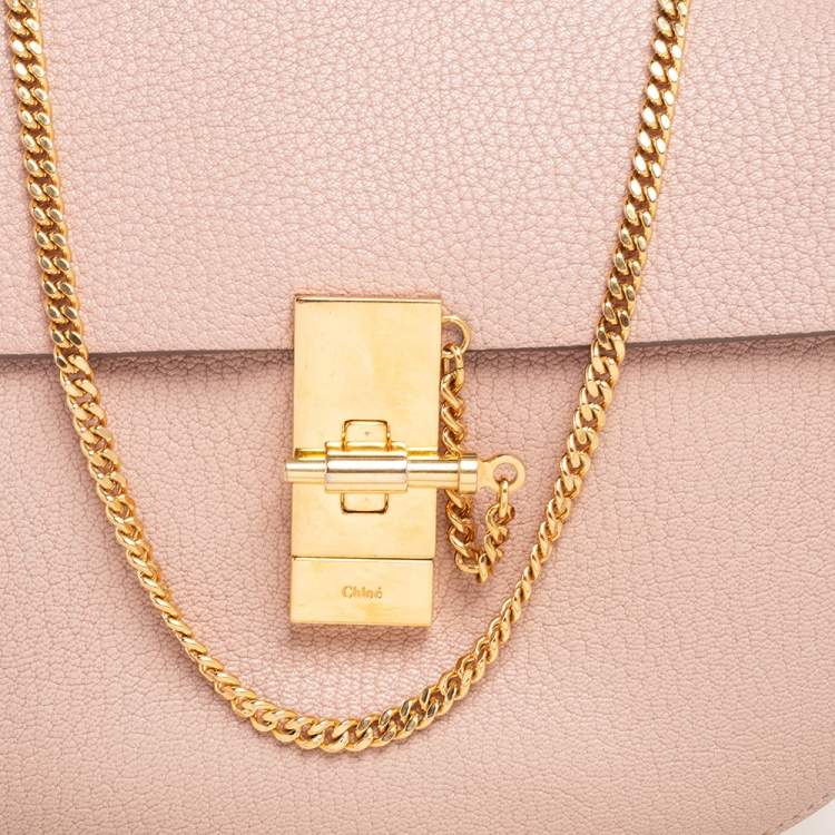 Pre Owned Chloe Cement Pink Leather Medium Drew Shoulder Bag